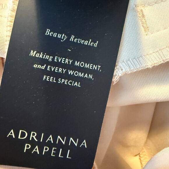 Adrianna Papell Cream Khaki Stretch Trouser Pants Beige Flat Front Workwear 6 - Picture 11 of 12